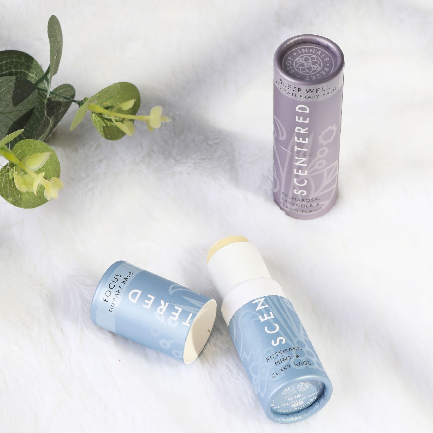 Scentered Sleep Well and Focus Aromatherapy Balms - Travel-Sized Relaxation and Clarity