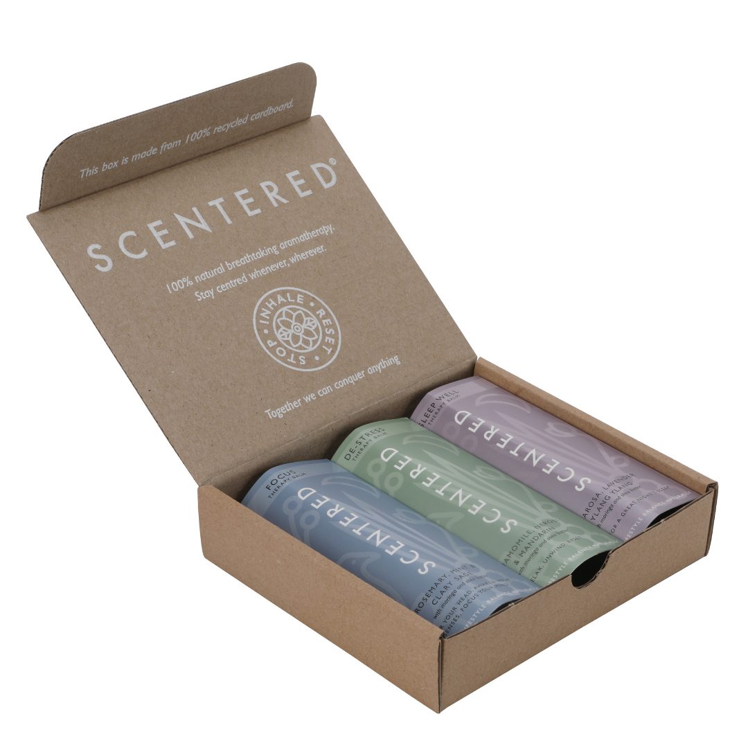 Meditation-enhancing aromatherapy balm by Scentered, featuring a calming blend of essential oils for a peaceful practice