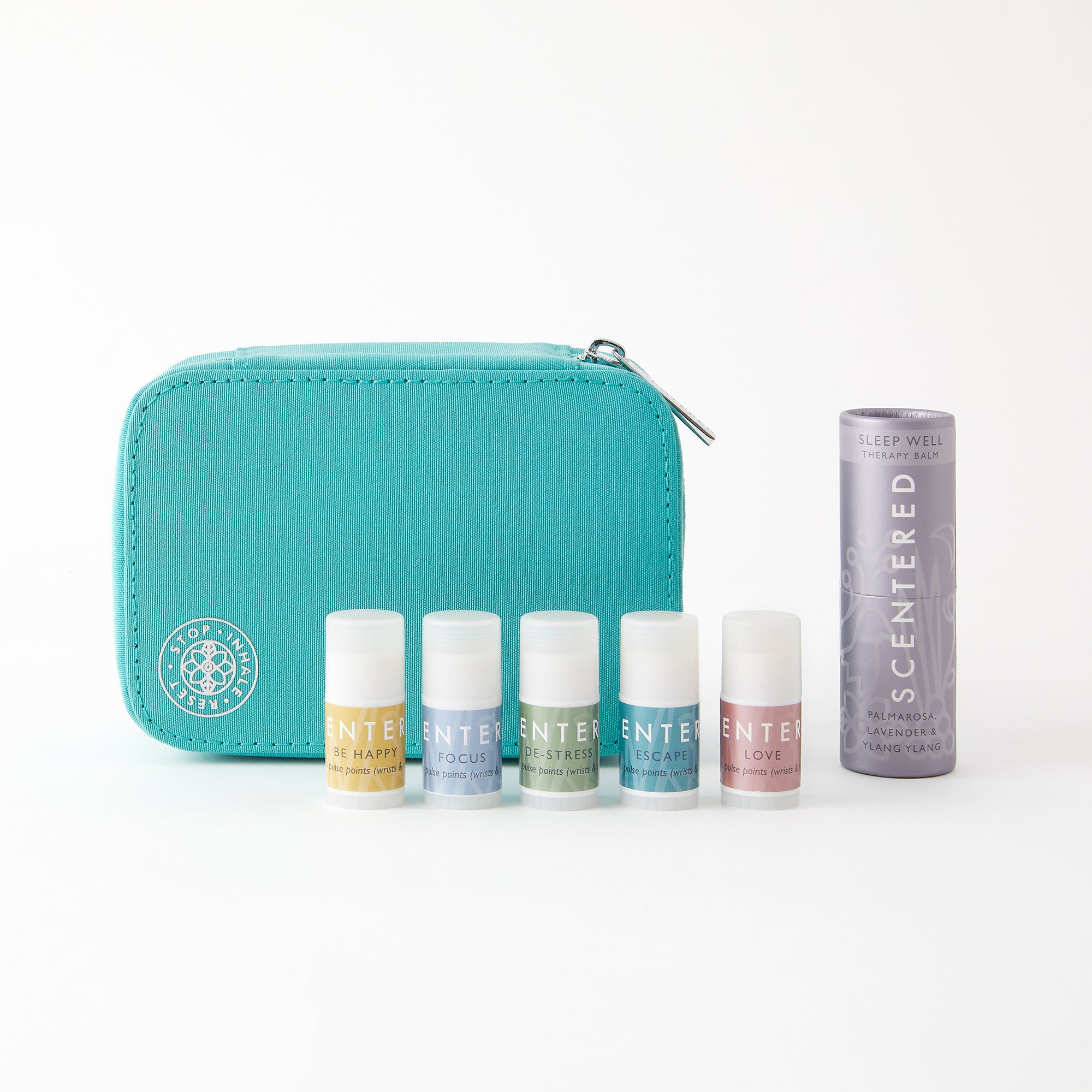 Daily Ritual Collection including LOVE, FOCUS, DE-STRESS, ESCAPE, LOVE mini Ballms and a 5g Sleep Well Balm