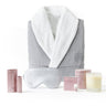 Self Care Recovery Set featuring a Love Aromatherapy Candle, luxury spa bathrobe, silk eye mask, and Love Aromatherapy Balm. Soft touch luxury spa bathrobe with a double layer of cozy cotton, perfect for relaxing and switching off.