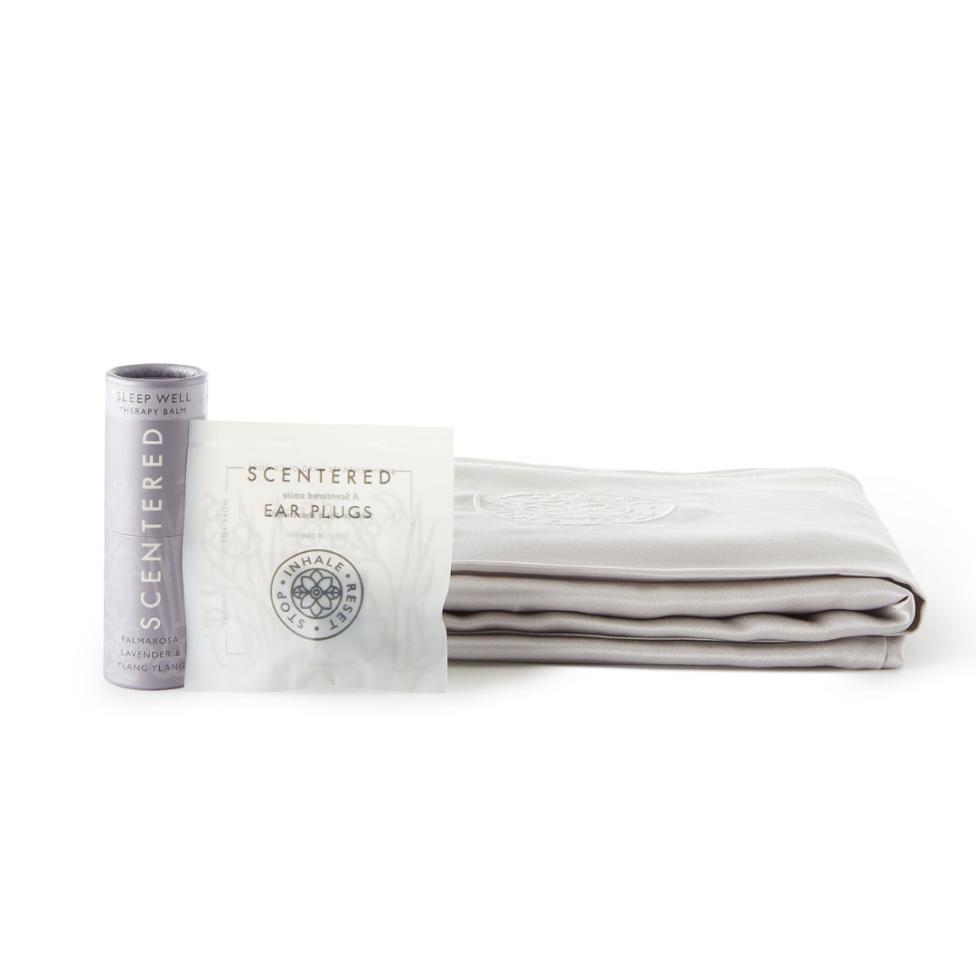Scentered Sleep Well Set – The Ultimate Combination for Restful Sleep and Tranquility. Rejuvenate Your Sleep with Silk Pillowcase & Earplugs