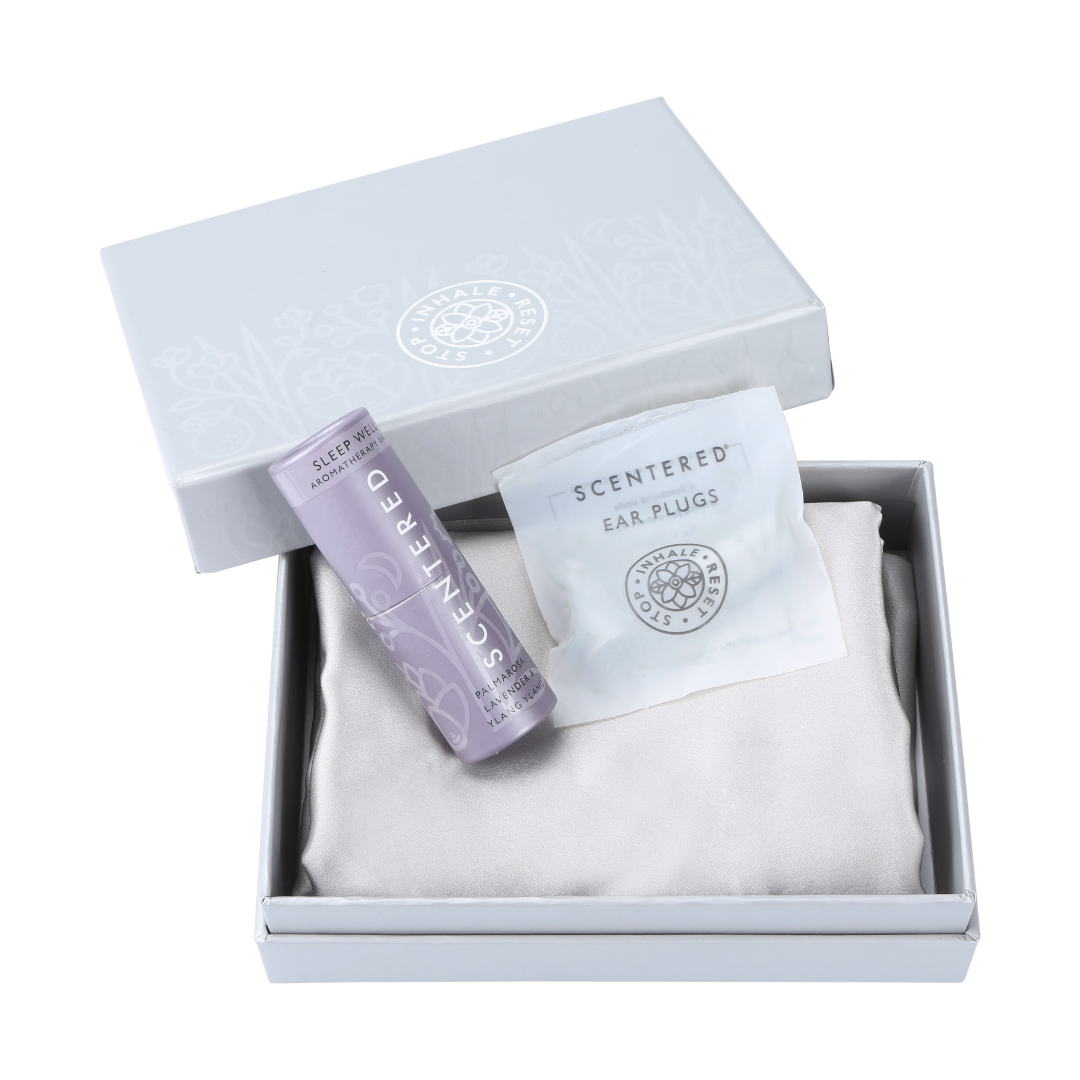 Silk Pillowcase and Sleep Well Balm for Restful Sleep and Tranquility,  luxurious and restful nature gift.