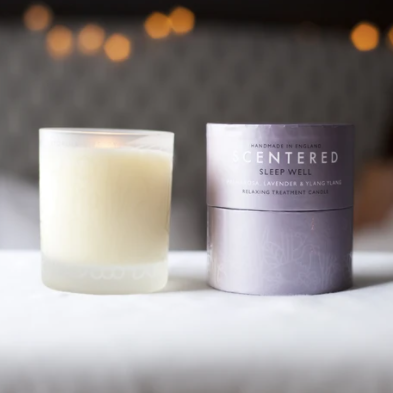 100% natural wax aromatherapy Sleep Well candle infused with premium essential oils for a relaxing, peaceful sleep experience.