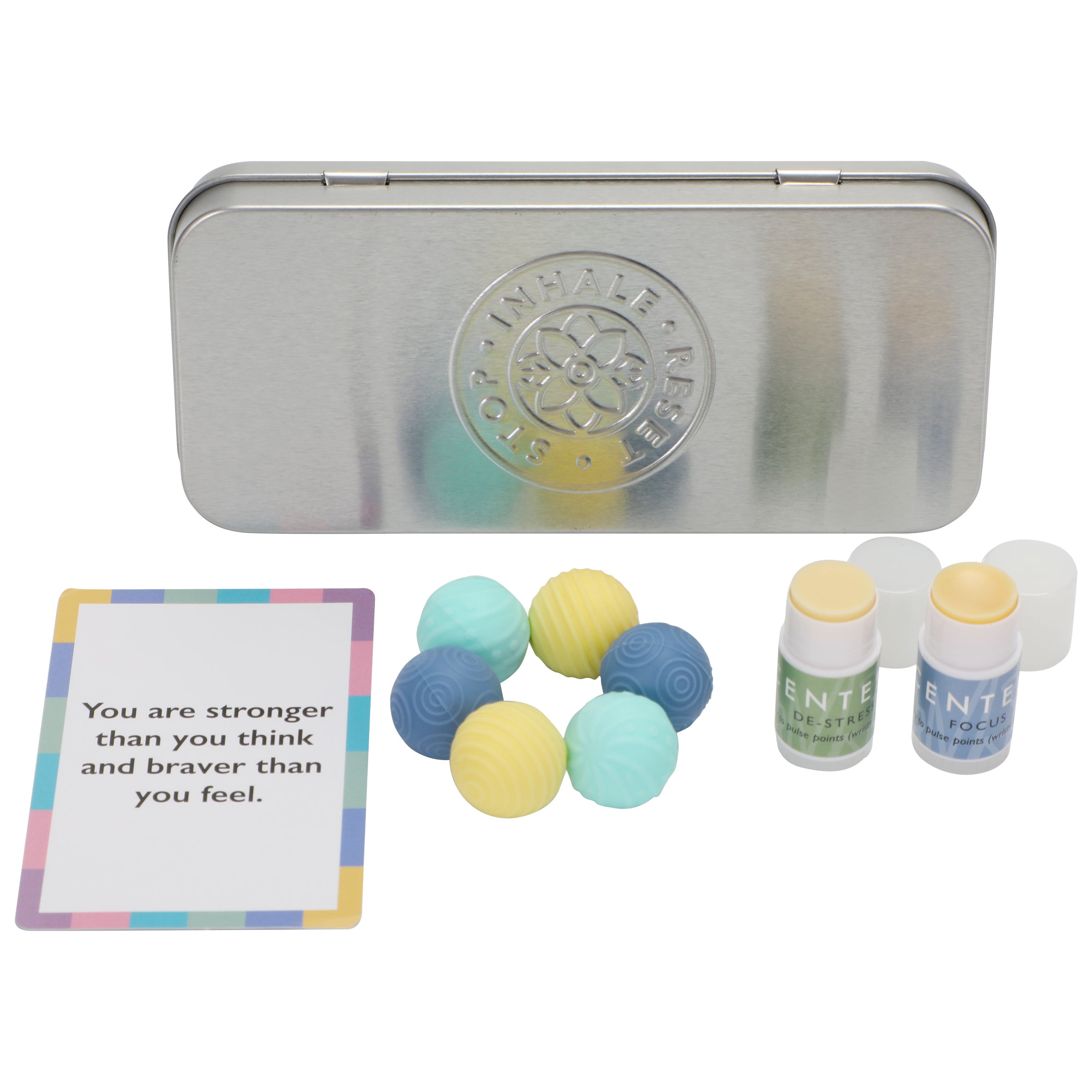 Wellness kit, aromatherapy balm set, magnetic fidget balls, stress relief tools, focus aid, portable self-care kit, sensory calm toys, mindfulness gift set, Scentered Roll + Reset, desk self-care essentials.