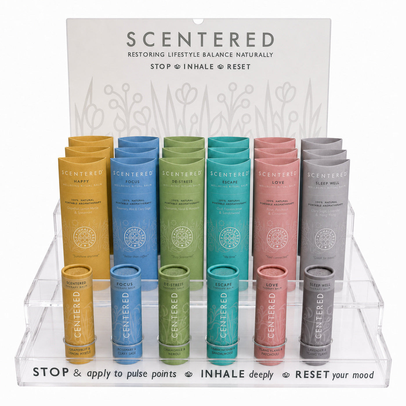 Scentered Pulse Point Balm Acrylic Display Unit