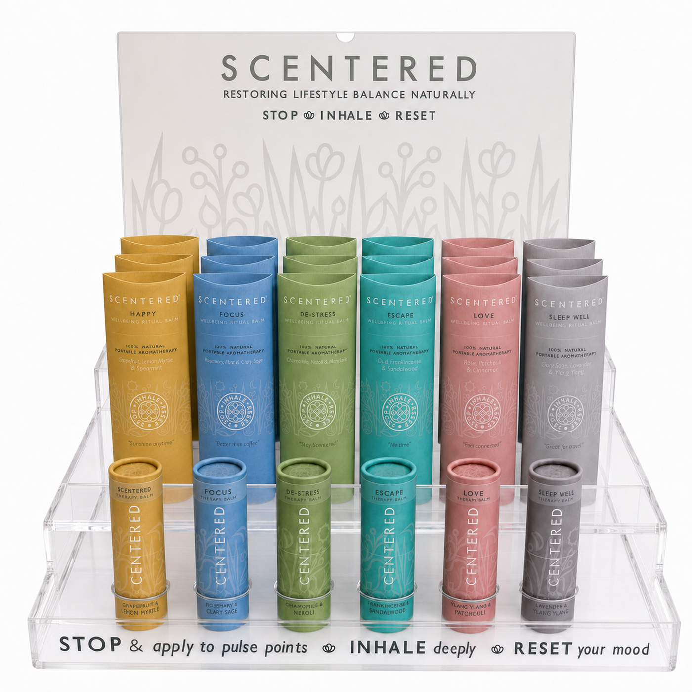 Scentered Pulse Point Balm Acrylic Display Unit