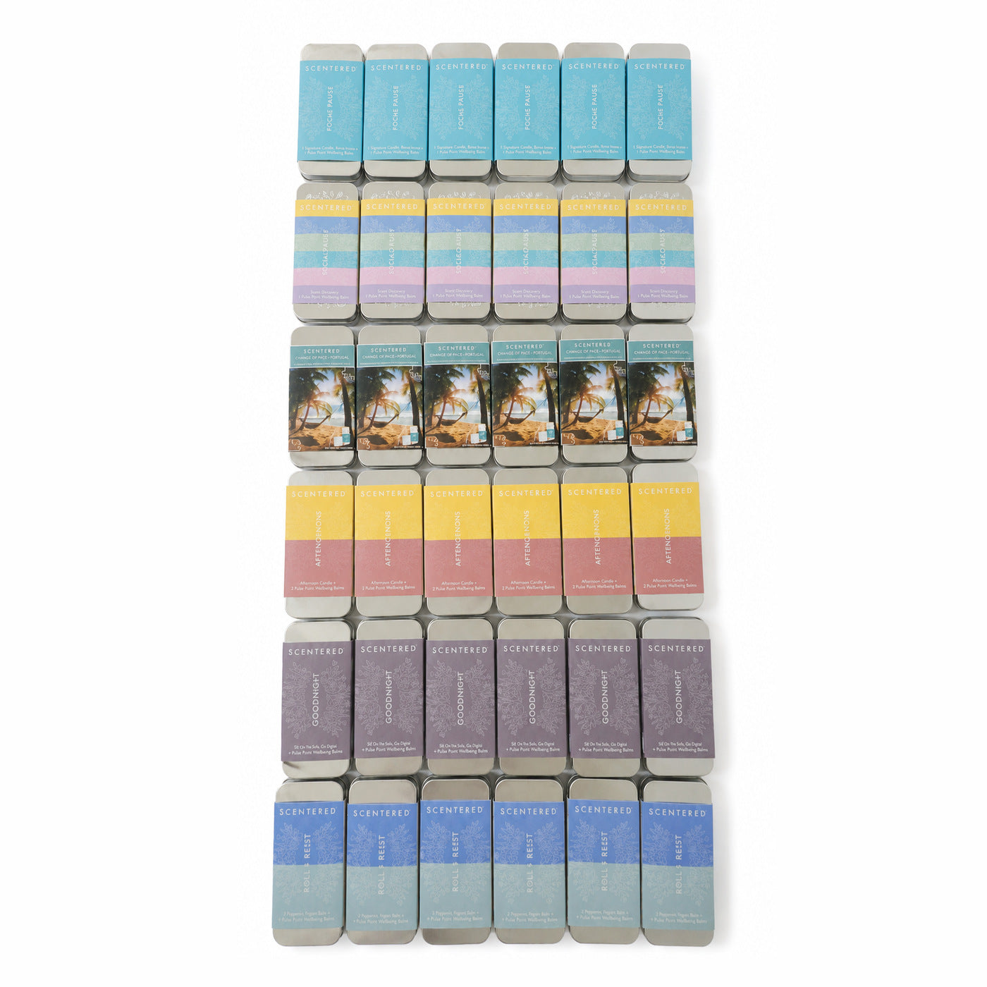Scentered Wellbeing Tins Collection Flat Lay