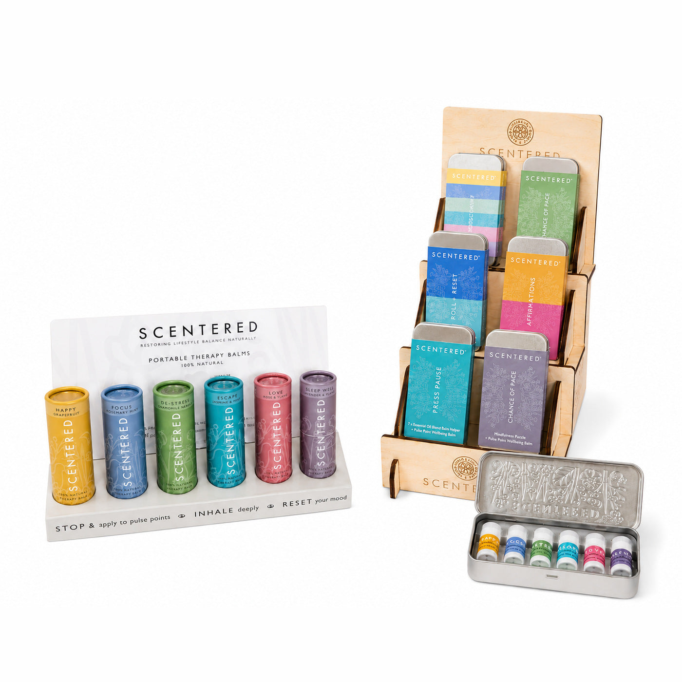 Scentered Wellbeing Tins and Balms Display Unit