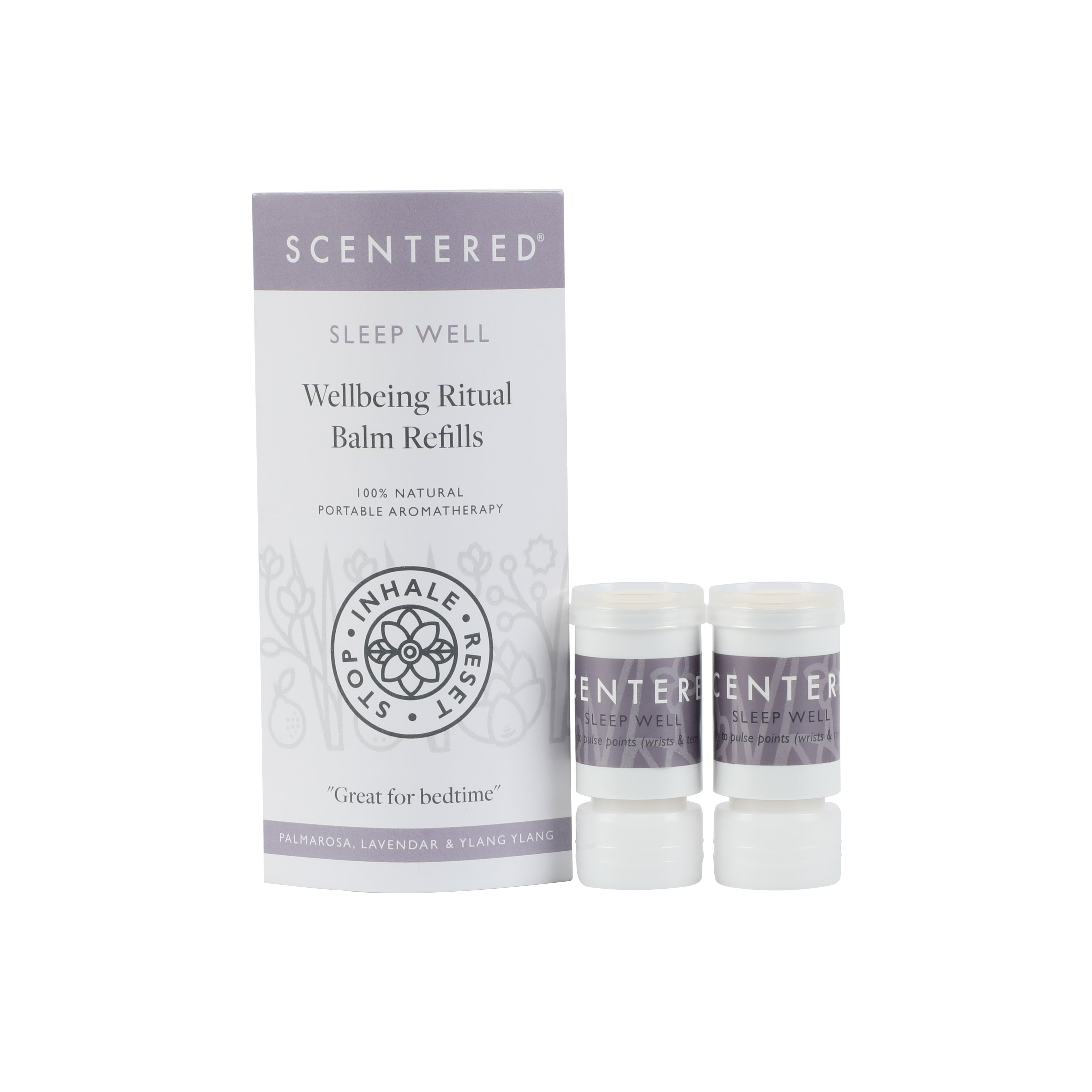 The Sleep Well Aromatherapy Balm helps transform your bedtime into a calming ritual, improving relaxation and sleep quality. Refills are available for eco conscious. 