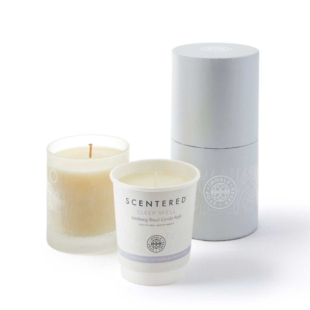 Sleep Well Candle Eco-Friendly and Infused with Calming Essential Oils for a Peaceful Night. Eco-Friendly, Therapeutic Refill to Support Your Restful Sleep in a environmentally way. 